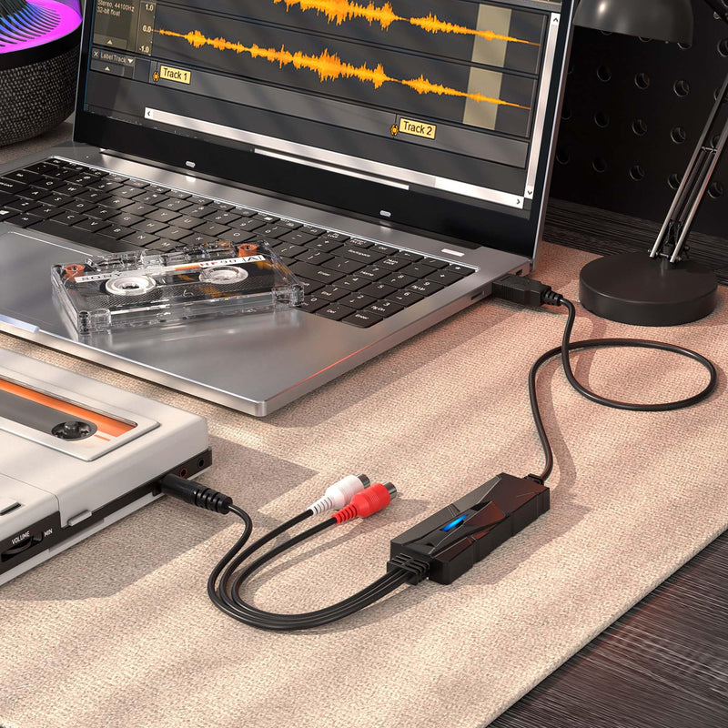 [AUSTRALIA] - DriverGenius AudioXfer Series | USB Audio Capture Card Device | Convert Analog Cassette Audio to Digital MP3 with 3.5mm/RCA Inputs | Compatible with PC, Mac & Linux (AV202-B, 1-Pack) USB-A 