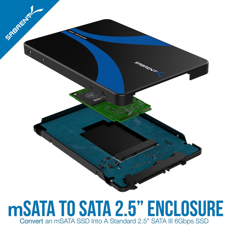 SABRENT mSATA to 2.5-Inch SATA III Aluminum Enclosure Adapter (EC-MSSA) mSATA to SATA