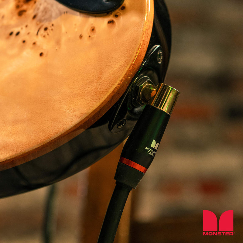 Monster Prolink Bass Guitar Cable - 8 inches Right Angle to Right Angle, 95% Copper Braided Shield 8 in