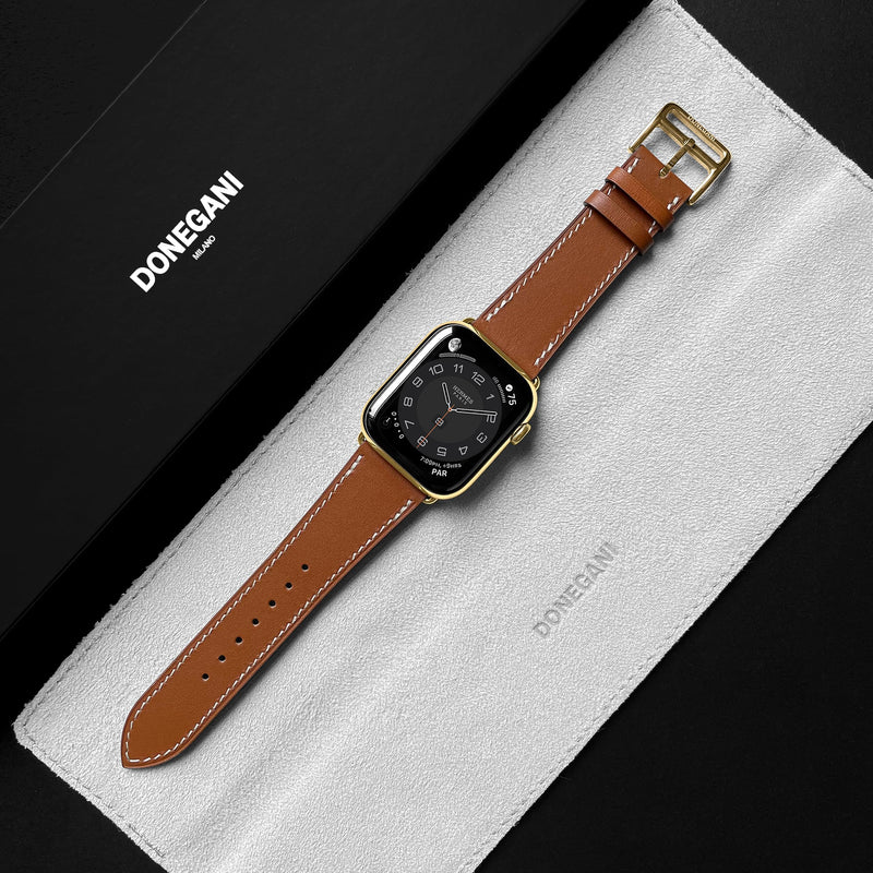 LB1 Leather Band for Apple Watch Bands Women Men Se Ultra 2 40mm 44mm 46mm 42mm 45mm 41mm 38mm 49mm Series 11 10 9 8 7 6 5 4 3 iWatch Strap Silicone Brown 49mm, 46mm, 45mm, 44mm, (42mm S3/2/1) Brown｜Champagne Gold