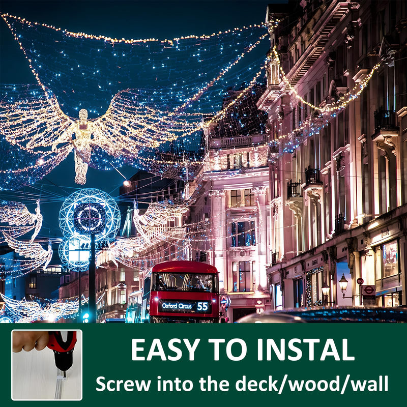 100 Pack 1/2 Inch Rope Light Clips with Stainless Steel Screws, P-Style Rope Light Mounting Clips, Outdoor Cable Clips for Christmas Parties Wedding 100 Pack 1/2 inch