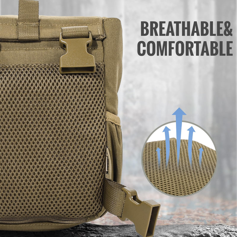 VISMIX Binocular Harness, Adjustable Binocular Harness Chest Pack with Rain Cover for Hunting Hiking Shooting Coyote Brown Large