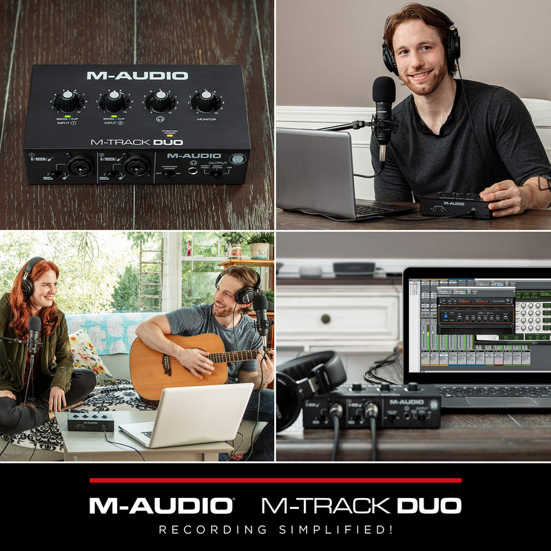 M-AUDIO M-Track Duo USB Audio Interface for Recording, Streaming and Podcasting with Dual XLR, Line and DI Inputs, plus a Software Suite Included Interface Only