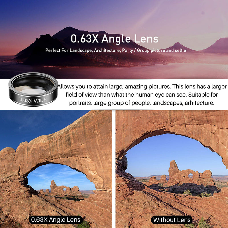 Upgraded Phone Camera Lens Kit (5 in 1) - Macro Lens+Super Wide Angle Lens+Telephoto Zoom Lens+198 Fisheye Lens+CPL for iPhone, Pixel, Samsung, Android, Smartphones 5 in 1