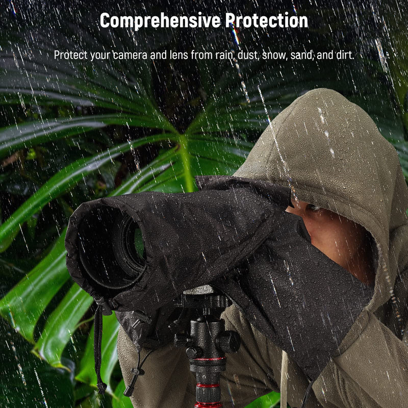 NEEWER Camera Rain Cover, Small Size Durable Nylon Raincoat Compatible with Canon Sony Nikon DSLR Mirrorless Vlog Camera & Lenses Within 200mm, with Sleeves, Drawstrings, Viewing Window, PB003