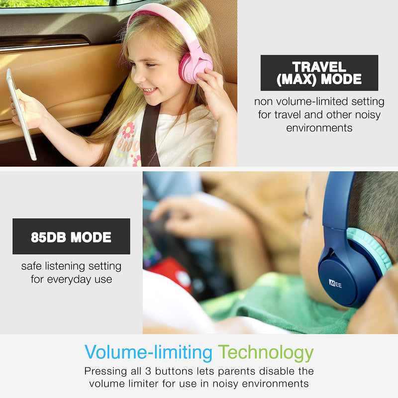 MEE audio KidJamz KJ45BT Children's Safe Listening Bluetooth Wireless Headphones (2Pack, BL&MT)