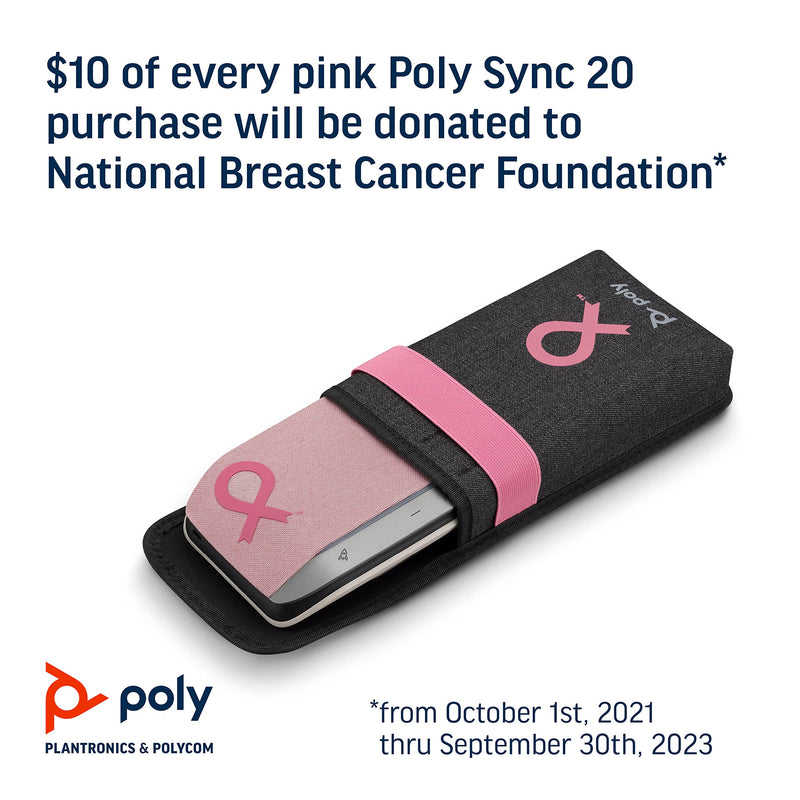 Poly – Sync 20 USB-A Pink Personal Bluetooth Smart Speakerphone (Plantronics) - Connect to Cell Phone via Bluetooth, PC/Mac via Included USB-A Cable - Works with Teams, Zoom (Certified) & More Standard Version