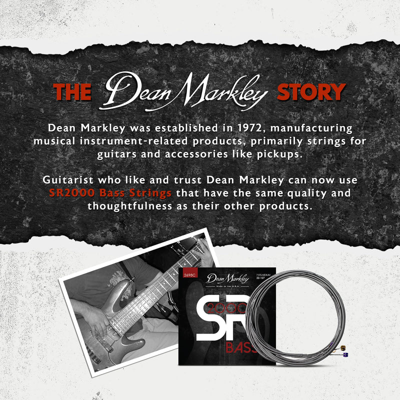 Dean Markley SR2000 Stainless Steel Bass Guitar Strings 7 String Set, 22-127 Medium Custom 7 String Bass Guitar, Silky Smooth Bass Strings with Long Lasting and Full Tone, Made in the USA
