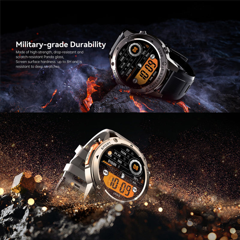 GPS Smart Watch Running Watches, Military Smart Watches with Bluetooth Call Heart Rate Monitor Pedometer Step Counter, Barometer Altitude Compass Smartwatches for Android iOS Phones Silver