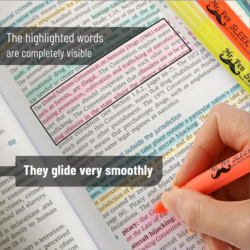 Mr. Pen No Bleed Gel Highlighter, Bible Highlighters, Assorted Colors, Pack of 8