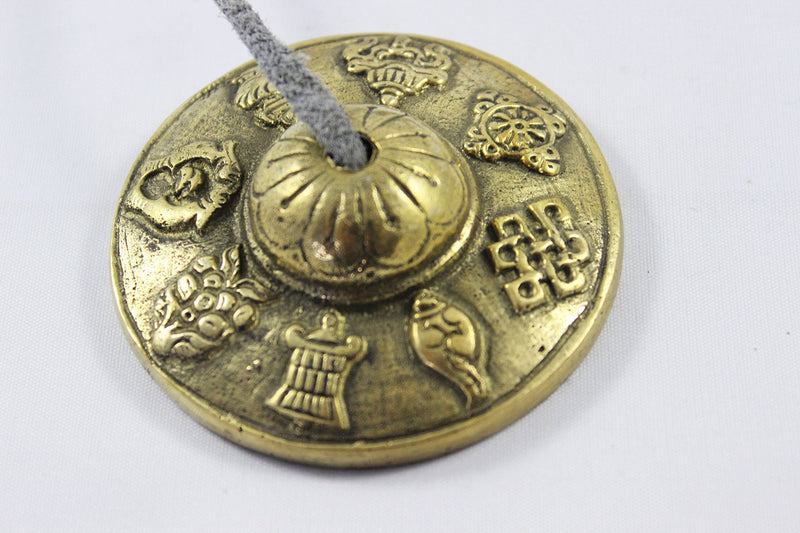 Tingsha/Tibetan Meditation Bell/Finger Cymbals with free Silk Case by Nepalese Handicraft Zone (Brass)