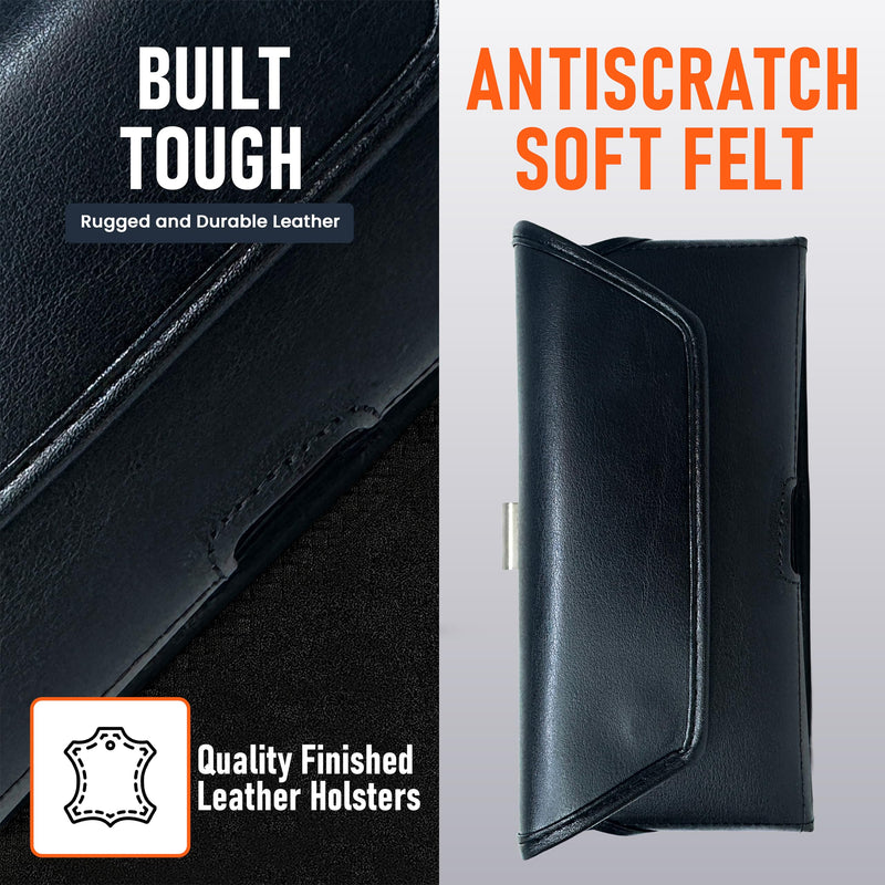 Turtleback Belt Clip for Galaxy Z Fold8 Ultra 2026, Fold7 2025 - Small - Fits Slim Style Cases - Black Leather, Horizontal Phone Belt, Magnetic Closure Holster with Exclusive HD Rotating Belt Clip Horizontal - Leather w/ HD Clip Slim Fit