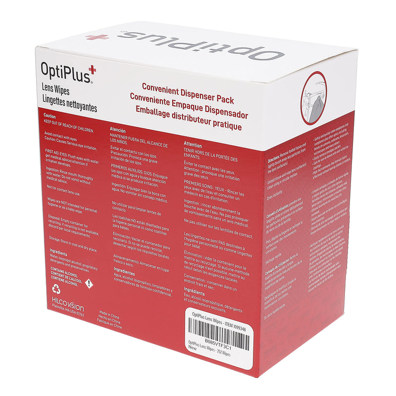OptiPlus Eyeglass Lens Wipes l Pre-Moistened l Cleaning Wipes for Glasses, Computer & Laptops Screens, Smart Phones, Optical Lens, Goggles, and Watch Screen l Quick-Dry & Scratch-Free | 252 Count 252 Count (Pack of 1)