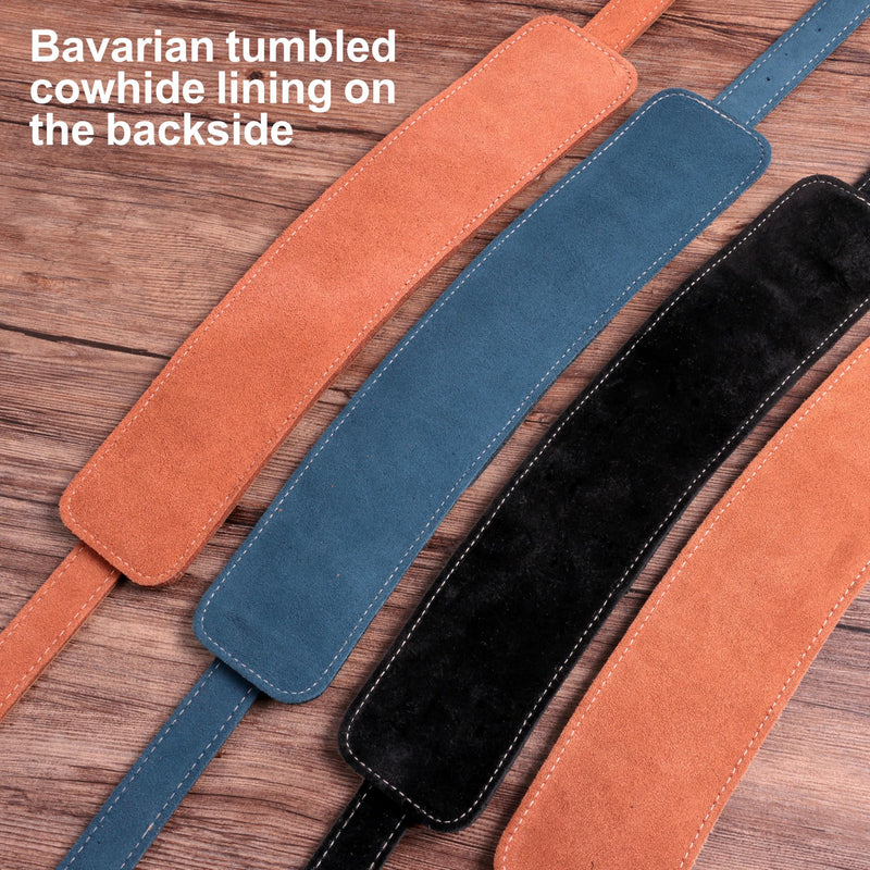 Nefelibata Guitar Strap/Bass Strap with Shoulder Pad and Bavarian Tumbled Cowhide Lining for Acoustic Guitar/Electric Guitar/Bass Black