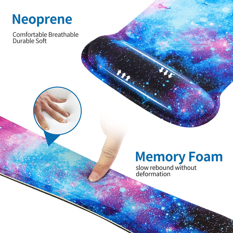 RICHEN Keyboard Wrist Rest Pad and Mouse Wrist Rest Support Mouse Pad Set,Durable & Comfortable & Lightweight for Easy Typing & Pain Relief-Ergonomic Support (Galaxy) Galaxy