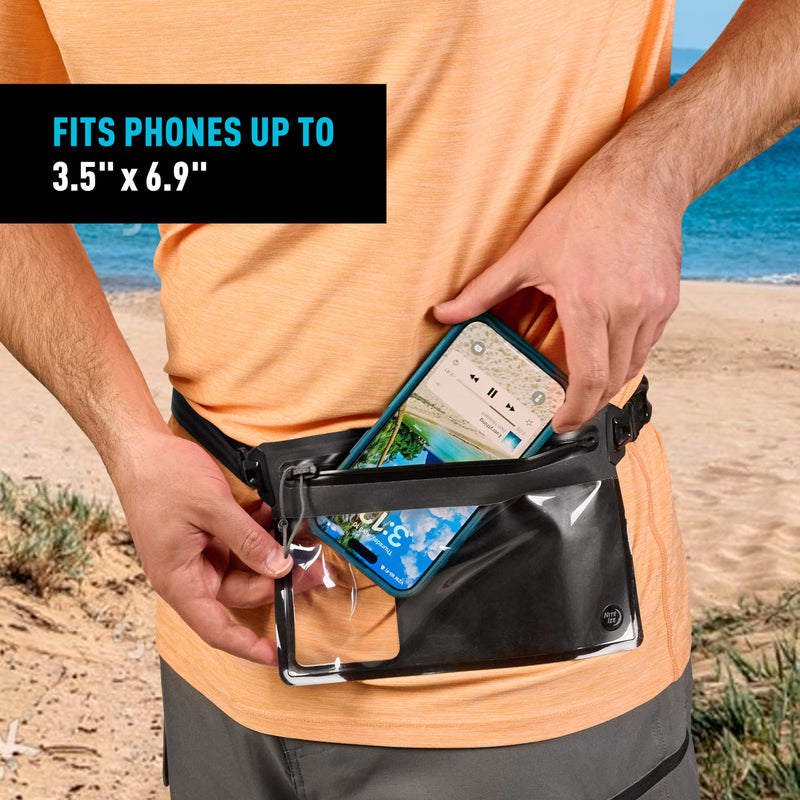 Nite Ize RunOff Waterproof Phone Belt Pouch - Adjustable Waterproof Belt Pouch for Phones & Other Essentials - Clear & Touchscreen-Friendly - Uses Silent TRU Zipper Technology Smooth Zipper