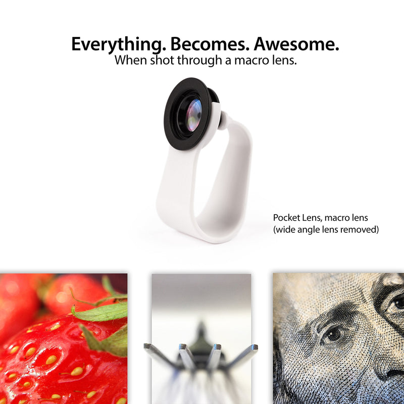 iPhone Camera Lens 2-in-1 by Pocket Lens, Macro and Wideangle Lens, Fits All iPhones, iPads, Samsung, Google Phones, Alternative to Olloclip, Comes with Waterproof Pouch