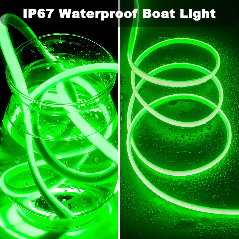 [AUSTRALIA] - SHUNLEE Led Boat Lights Green 40FT, IP67 COB Waterproof Marine Pontoon Led Lights, Boat Interior Strip Lights for Pontoon, Deck, Night Fishing, Kayak, RV, Bass (40FT-Green) 40FT-Green 