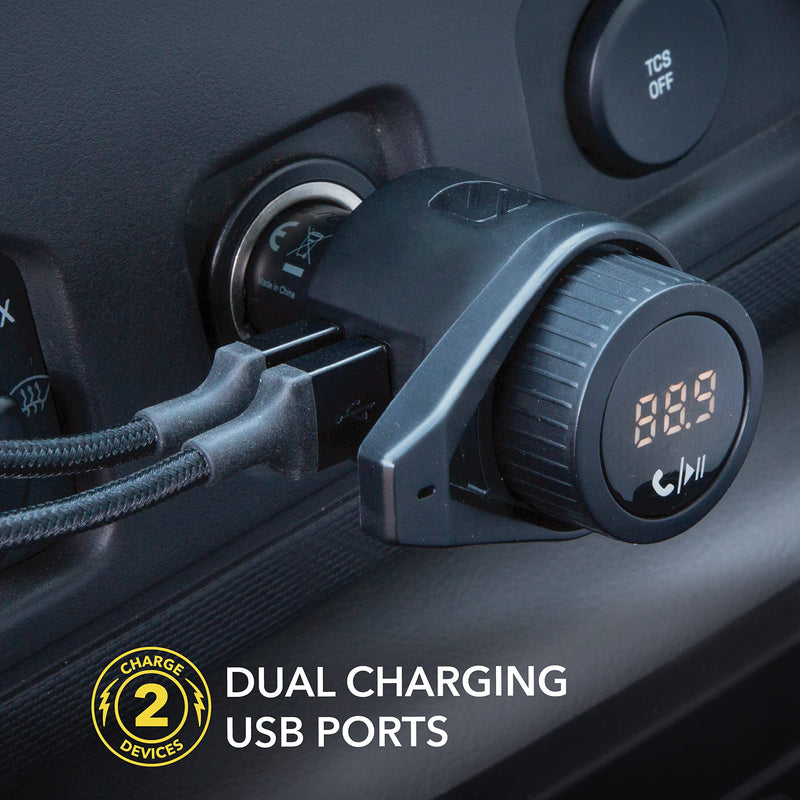 Scosche BTFM5 Bluetooth Hands-Free Car Kit with Digital FM Transmitter and Dual 12W USB Charging Ports For Vehicles Dual USB-A, 12W Black