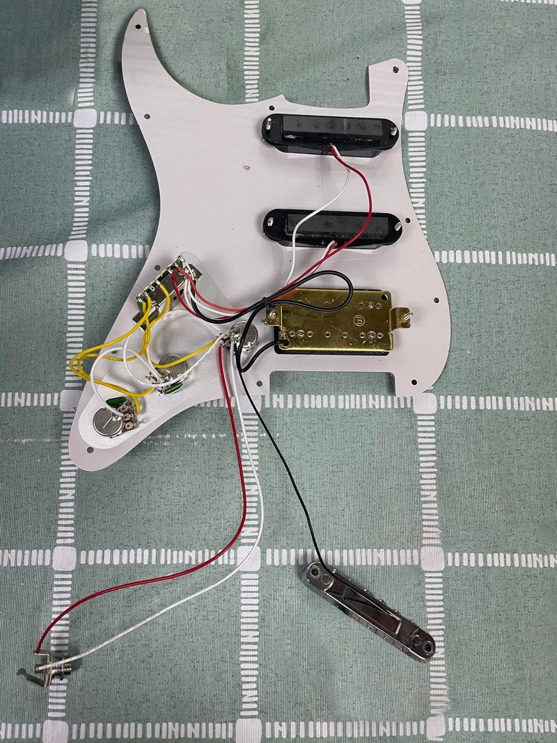[AUSTRALIA] - SAPHUE SSH-Coil Splitting Electric Guitar Pickguard Two Mini Humbucker + ONE Humbucker(9K/9K/15K)+Silence Switch Loaded Prewired Scratchplate (Black) Black+Zebra 