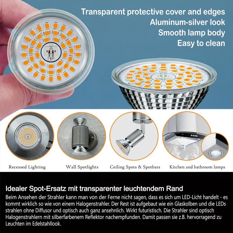 EACLL GU10 LED Warm White 10 W Replaces 140 W Halogen Bulbs, Pack of 2, 1050 Lumen 3000 K Bulbs, AC 230 V Flicker-Free Spotlight, Beam Angle 120 Degree Spotlight, Non-Dimmable Reflector Lamps 10 W 3000 K Warm White Light 2 Stück (1er Pack)