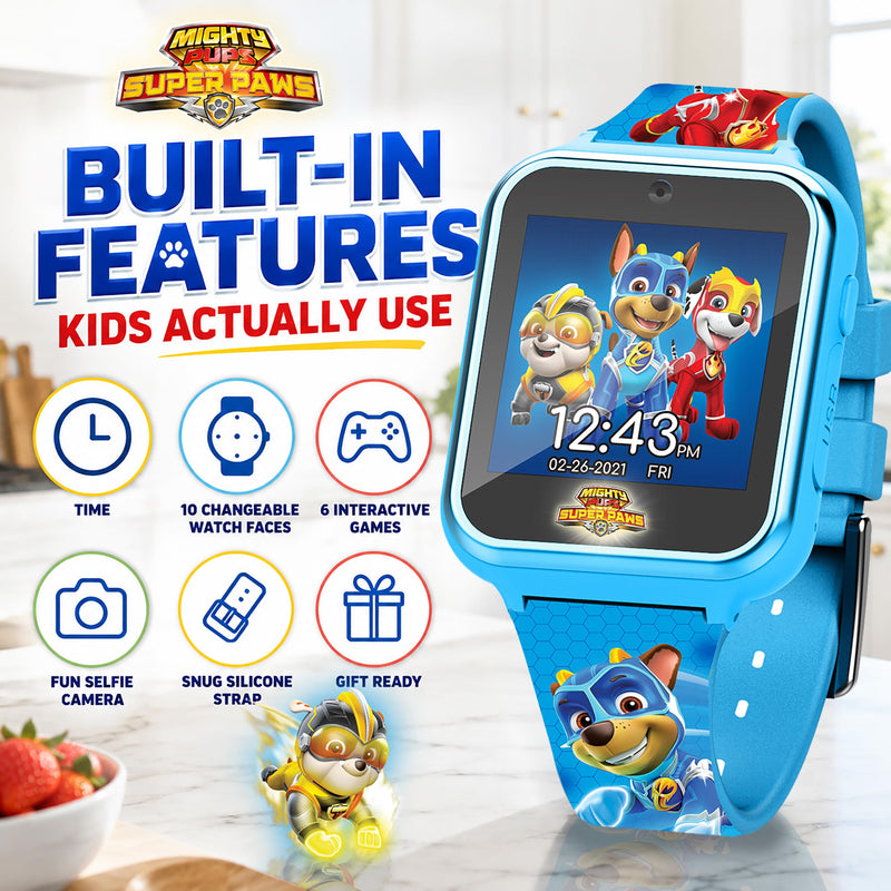 Accutime Paw Patrol Smart Watch with Camera for Kids and Toddlers - Interactive Smartwatch for Boys & Girls Featuring Games, Voice Recorder, Calculator, Pedometer, Alarm, Stopwatch, with USB Cable Blue