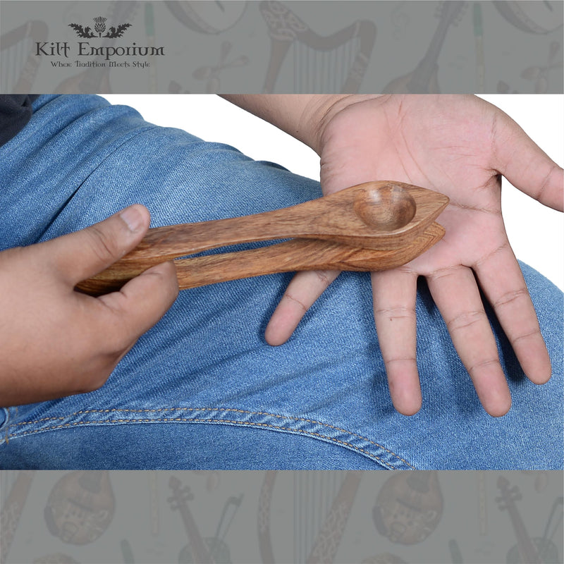 Musical Spoons Percussion Instrument, Handcrafted from Premium Rosewood, Traditional Irish Celtic Folk Sound - 9" Long, Gift for All Ages