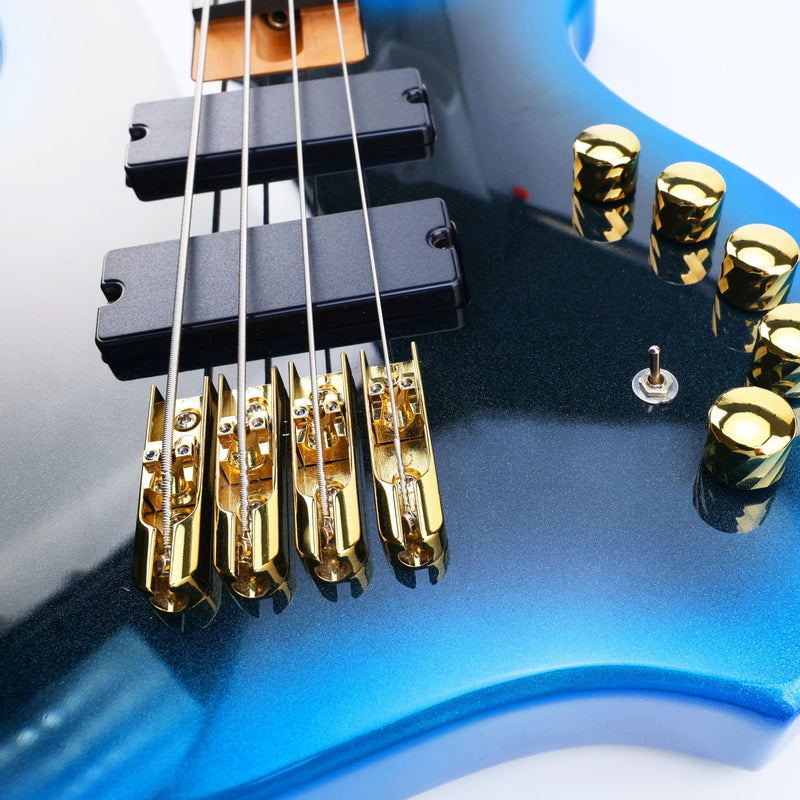 Bass Guitar Bridge with Zinc ALloy Saddle Base Individual Single String Fixed Bridge for 4 String Electric Bass Replacement Parts（Gold） 4PCS Gold