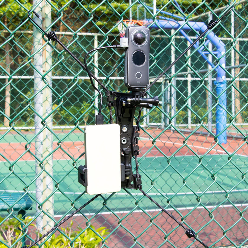 Upgraded Baseball Fence Mount with Battery Holder - Baseball Cell Phone Fence Mount for iPhone, Gopro, Mevo Start, Insta360 for Softball, Tennis, Football, Supports Charging While Recording