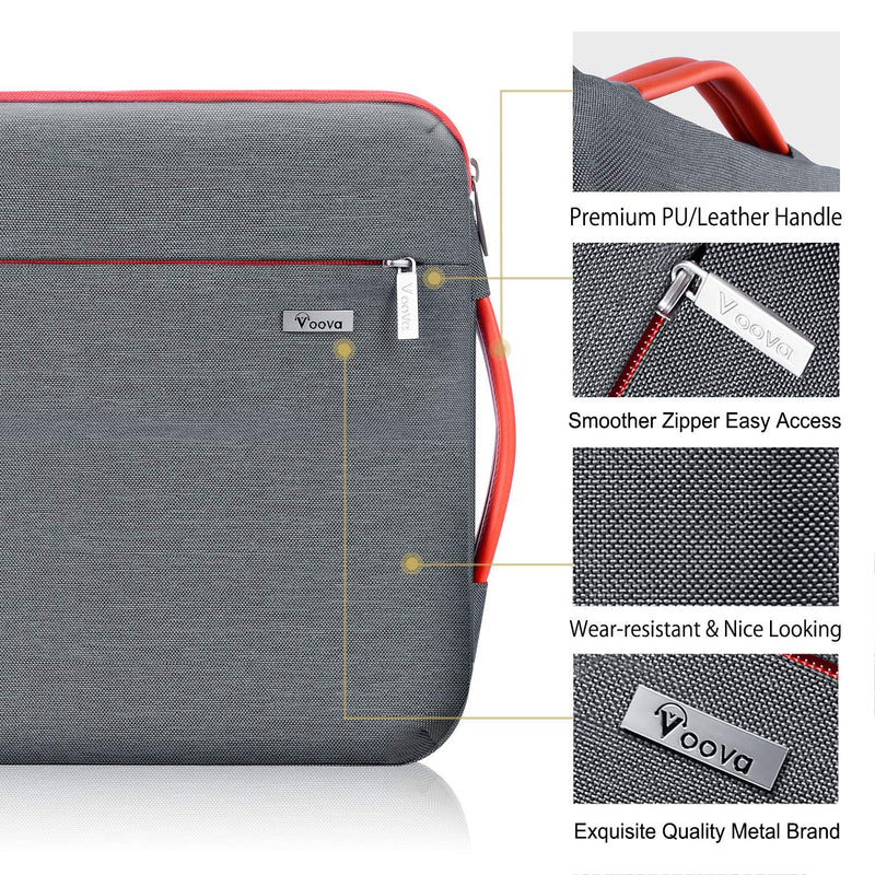 Voova Laptop Sleeve Case 15.6 16 Inch, 360° Protective Computer Carrying Bag Cover Compatible with MacBook Pro/Max 16 M3 M2 M1 2023-2019,Dell XPS 15,15-16" Hp Lenovo Acer Asus with Organizers,Grey 15.6-16 Inch Grey