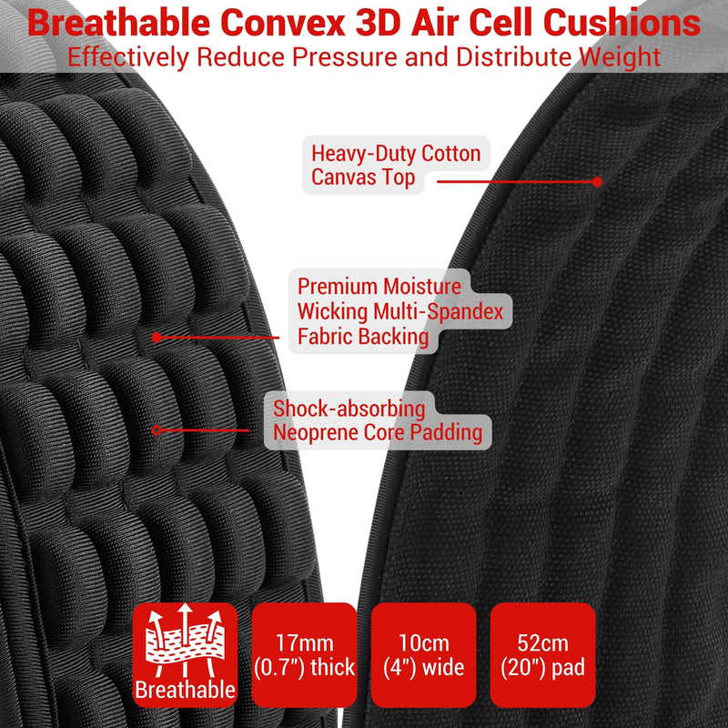 Amumu AIRCELL Bass & Guitar Strap 4" Ultra Wide - 0.7" Thick Breathable Convex 3D Air Cell Cushions - Neoprene Padding - Cotton Canvas Top - Adjustable Length 48"-63"(Long) Black 48"-63"(Long)
