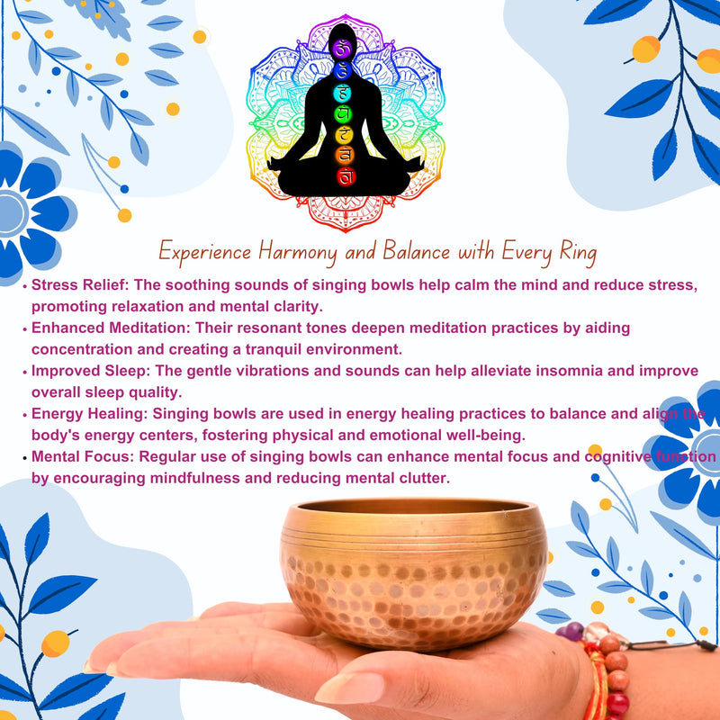 [AUSTRALIA] - Handmade Tibetan Singing Bowl-Meditation Bowl with Cushion, Mallet and Carry Bag-Handcrafted in Nepal- best for Yoga, Chakra Healing, Mindfulness, and Stress Relief-Spiritual Gifts for Women and Men 