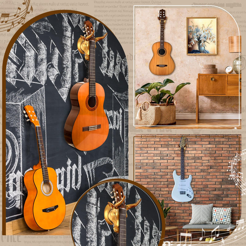 2 Pcs Bull Guitar Wall Mount Guitar Wall Hanger Bull Guitar Holder Guitar Wall Rack Gold Bull Art Ukulele Hook Stand for Acoustic Electric Bass Guitar Storage Player Gift