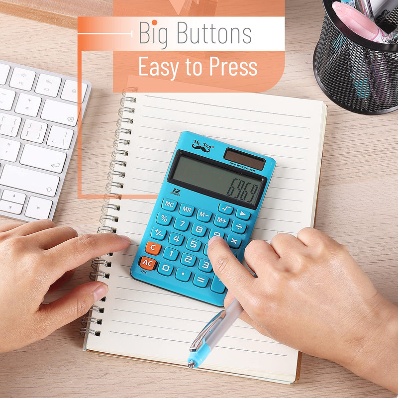 Mr. Pen- Standard Function Calculator, 12 Digits, Small Calculator, Solar Calculator, Pocket Calculator, Simple Calculator, Basic Office Calculators, Solar Handheld Calculator, Standard Calculator Blue