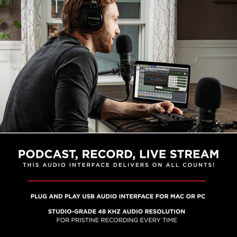 M-AUDIO M-Track Duo USB Audio Interface for Recording, Streaming and Podcasting with Dual XLR, Line and DI Inputs, plus a Software Suite Included Interface Only