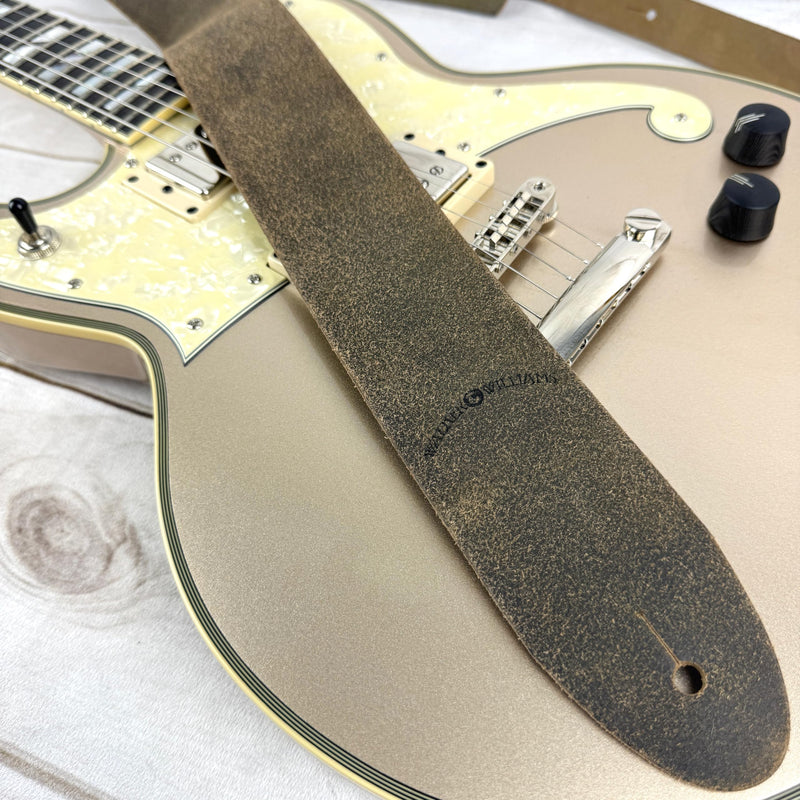 Walker & Williams STR-01 100% Italian Leather Distressed Brown “Bomber Jacket” Finish Guitar Strap