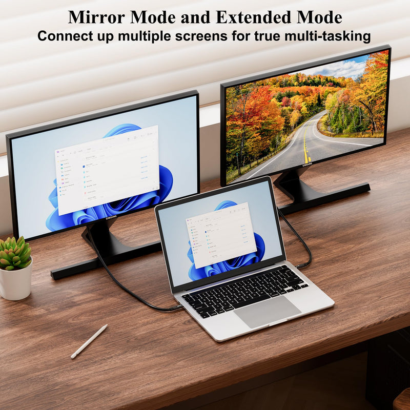 8K USB C to HDMI 2.1 Cable 30 FT, (8K@60Hz,4K@120Hz, HDR), Thunderbolt 3/4 Compatible, for iPhone 15 Series, MacBook Pro/Air, iPad Pro, Galaxy S23, Note 20, Surface, Dell, HP, with 2 HDMI Adapters 30FT