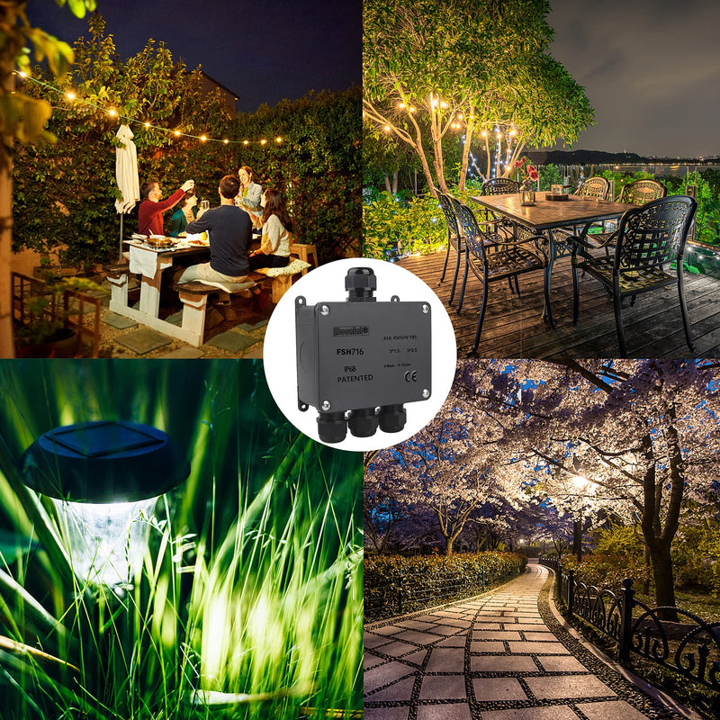 Elezenioc Junction Box Waterproof IP68, 4-Way Junction Box Outdoor Waterproof Cable Connector Outdoor Electrical Outdoor Distribution Box, Earth Cable Terminal Box, 4 mm - 12 mm (4 Way) 4 Way