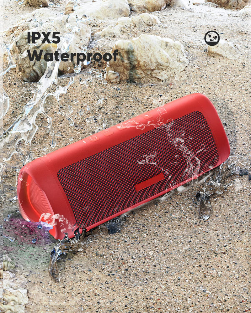 Bluetooth Speaker, IPX5 Waterproof Speaker with HD Sound, Up to 24H Playtime, TWS Pairing, BT5.3, Portable Wireless Speakers for Home/Party/Outdoor/Beach, Electronic Gadgets, Birthday Gift (Red) 1pcs-Red
