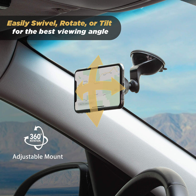 Scosche MMWSM-XCES0 MagicMount Select Magnetic Phone, GPS, or Tablet Suction Cup Car Cell Phone Holder, 360 Degree Adjustable Head, StickGrip Suction Cup Phone Car Mount, Black 1 Pack Magnetic - Window / Dash Suction
