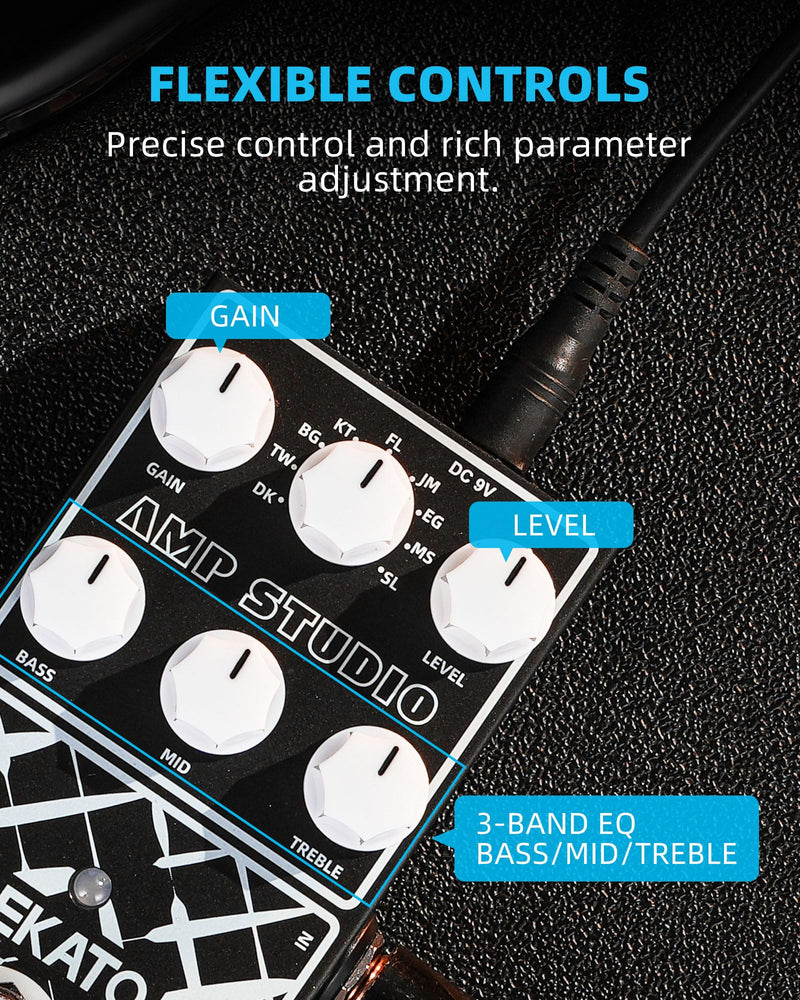 [AUSTRALIA] - LEKATO Amp Simulator Guitar Effect Pedal with True Bypass Clean to Overdrive for Electric Guitar Bypass (EP-01) Black Amp Simulator 