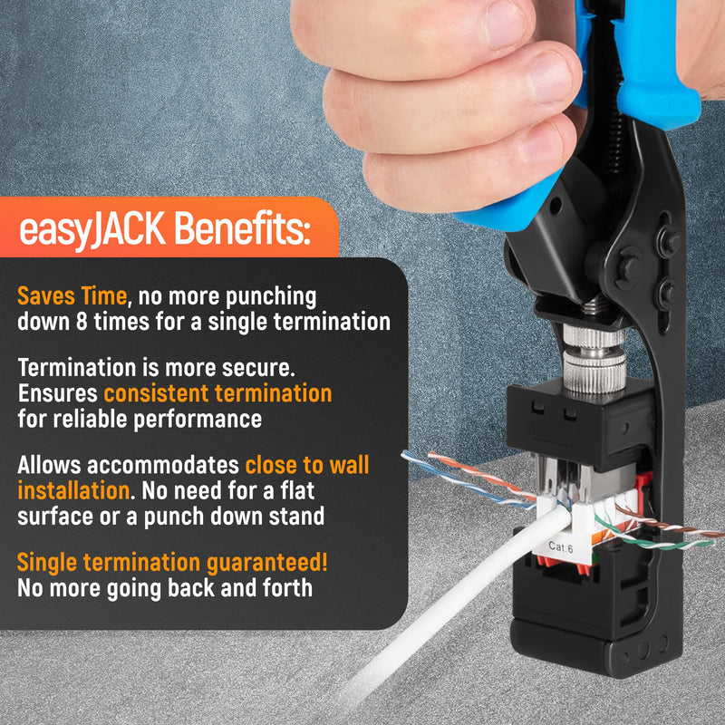 Everest Media Solutions Bundle – 2 Items: easyJACK - Speed Termination Tool + 10 Pack of RJ45 CAT6 UTP Keystone Jacks - White