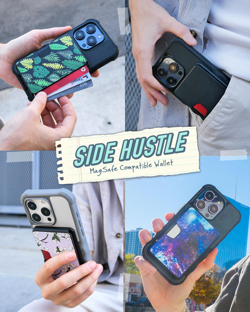 Smartish Wallet for MagSafe iPhones - Side Hustle - Slim Detachable Magnetic Card Holder for Apple iPhone 15/14/13/12 Models - Black Tie Affair