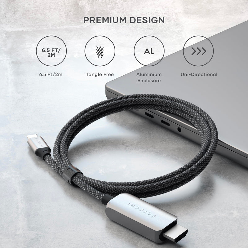 Satechi USB-C to HDMI 2.1 Cable, 8K/60Hz & 4K/120Hz | Thunderbolt 3/4 compatible, works with MacBook Air/Pro/Neo, iPad Air/Pro, iPhone 17