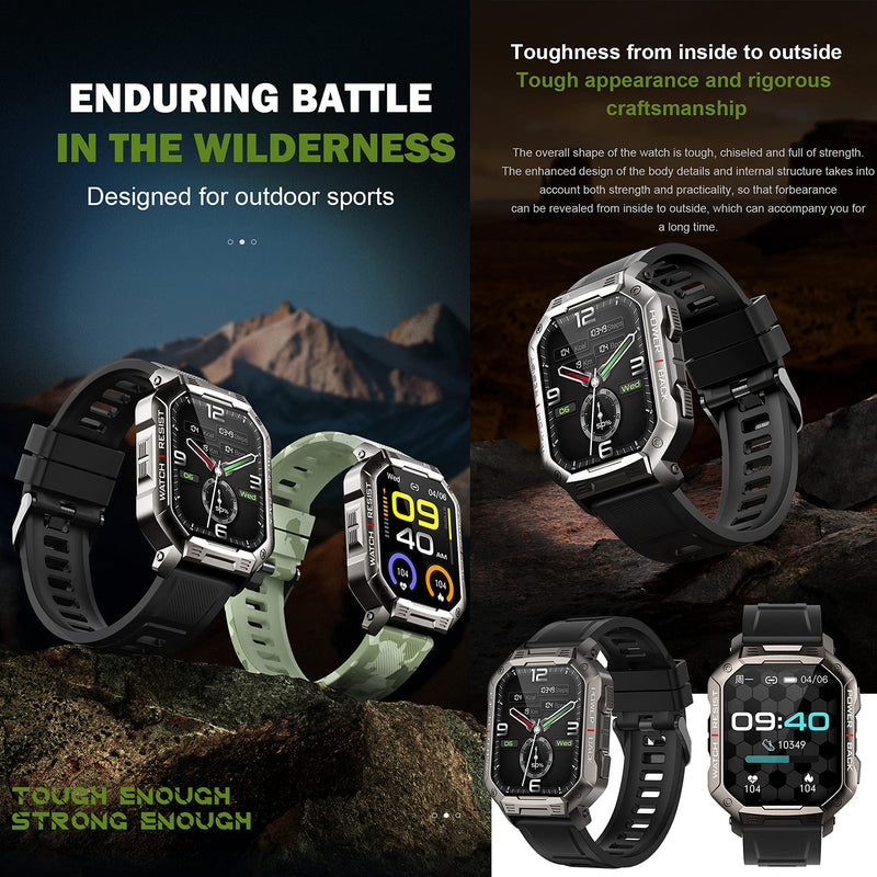 Smart Watch for Men, Bluetooth (Answer/Make Call) Fitness Tracker Tactical Military Waterproof Smartwatch for Android Phones iPhone Outdoor Sports Digital Watches Heart Rate Blood Pressure Monitor