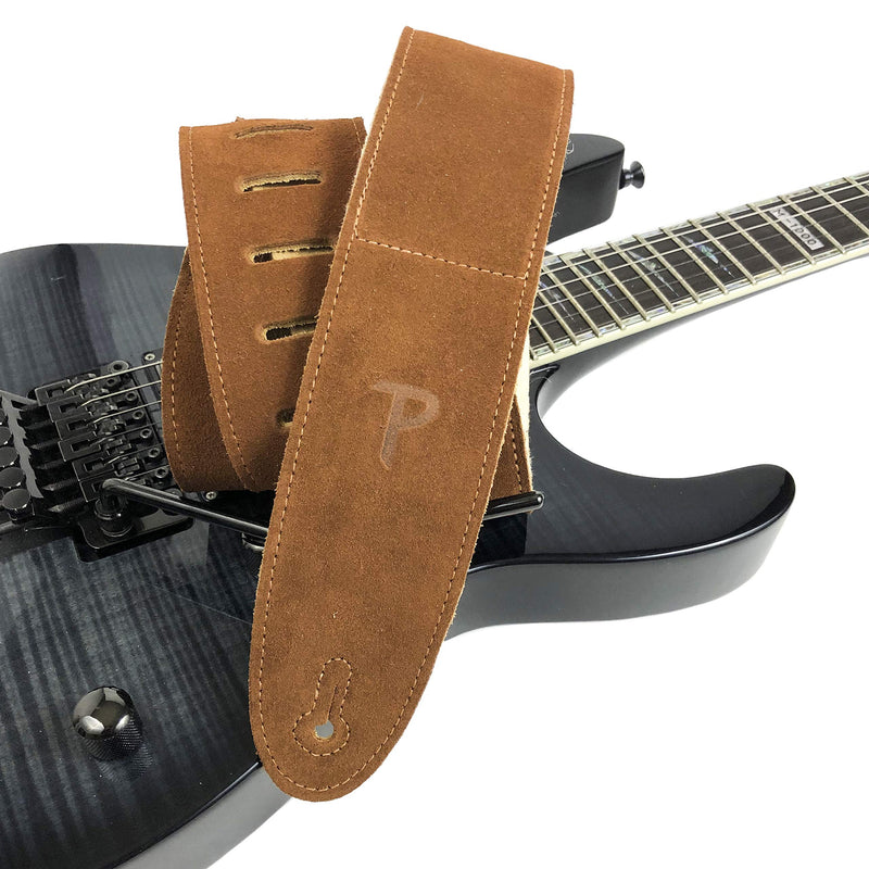 Perri's Leathers Suede Guitar Strap with Sheepskin Pad, Anti-Slip, Adjustable 41"–56", Compatible with All Guitars Natural