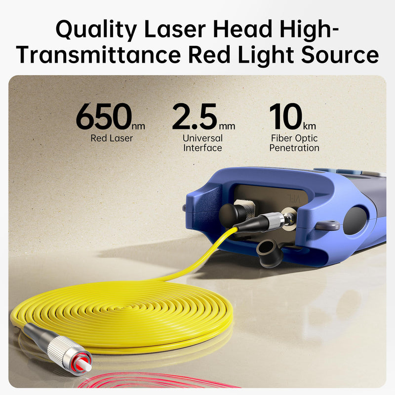 10mW Fiber Optical Power Meter & Visual Fault Locator Combo, 10km Red Light Source with FC/SC/ST Adapters for Fiber Optic Cable Loss Testing