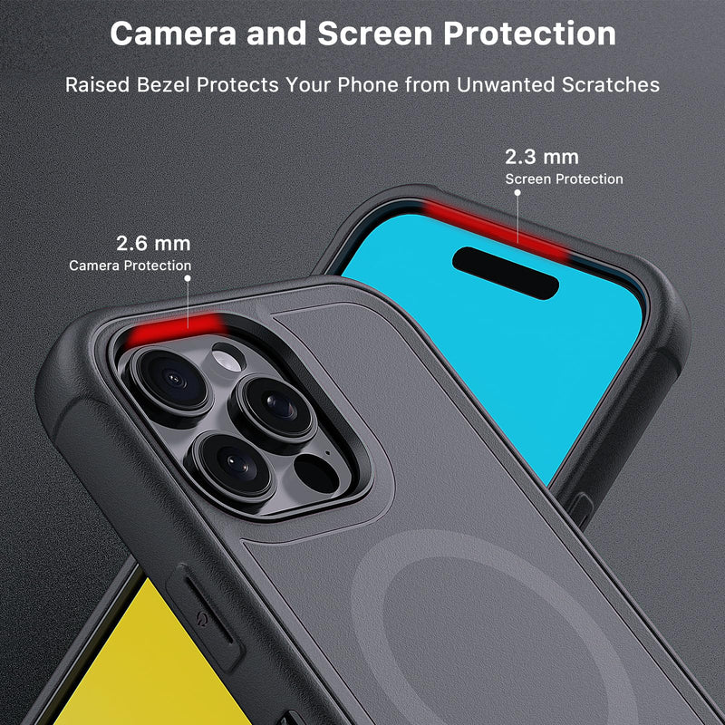 M MYBAT PRO Maverick Series for iPhone 16 Pro Case with Belt Clip Holster,[Compatible with Magsafe] w/Screen Protector,Anti-Drop,Shockproof,with 360°Rotating Kickstand,Heavy Duty Protection Black