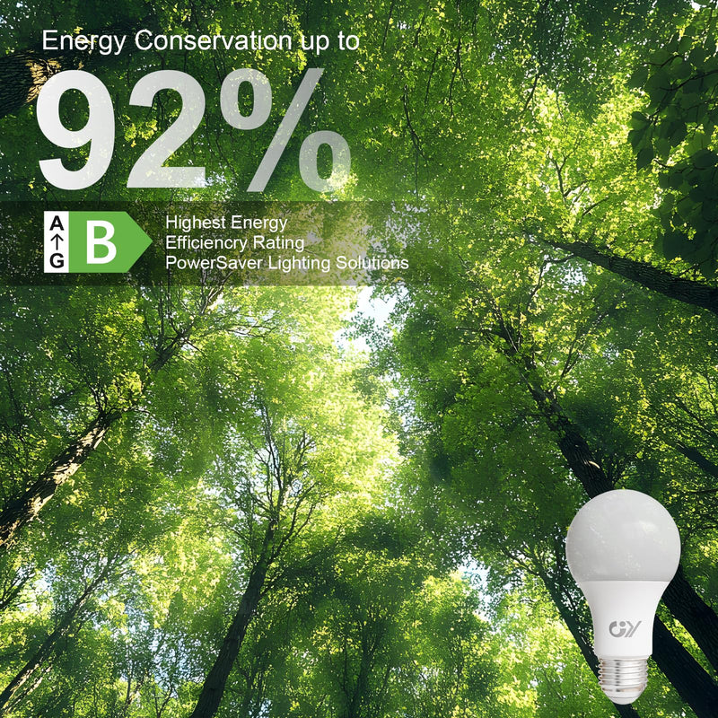 GY E27 LED Warm White Light Bulb, 8 W 1521 LM Energy Saving Bulb, Replaces 100 W Bulbs, Energy Efficiency Class B, A60 LED Warm White, Beam Angle 360° Bulb, Not Dimmable, Pack of 6 A60-8w3000k-6 6 Stück