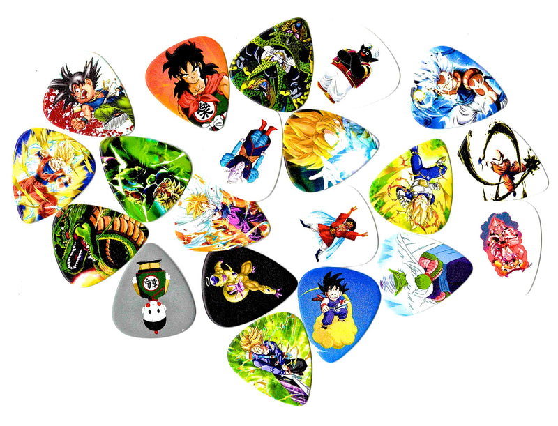 Dragon Ball Z Themed Guitar Picks Pack (20 Picks, Multicolor, Celluloid, 0.71mm)